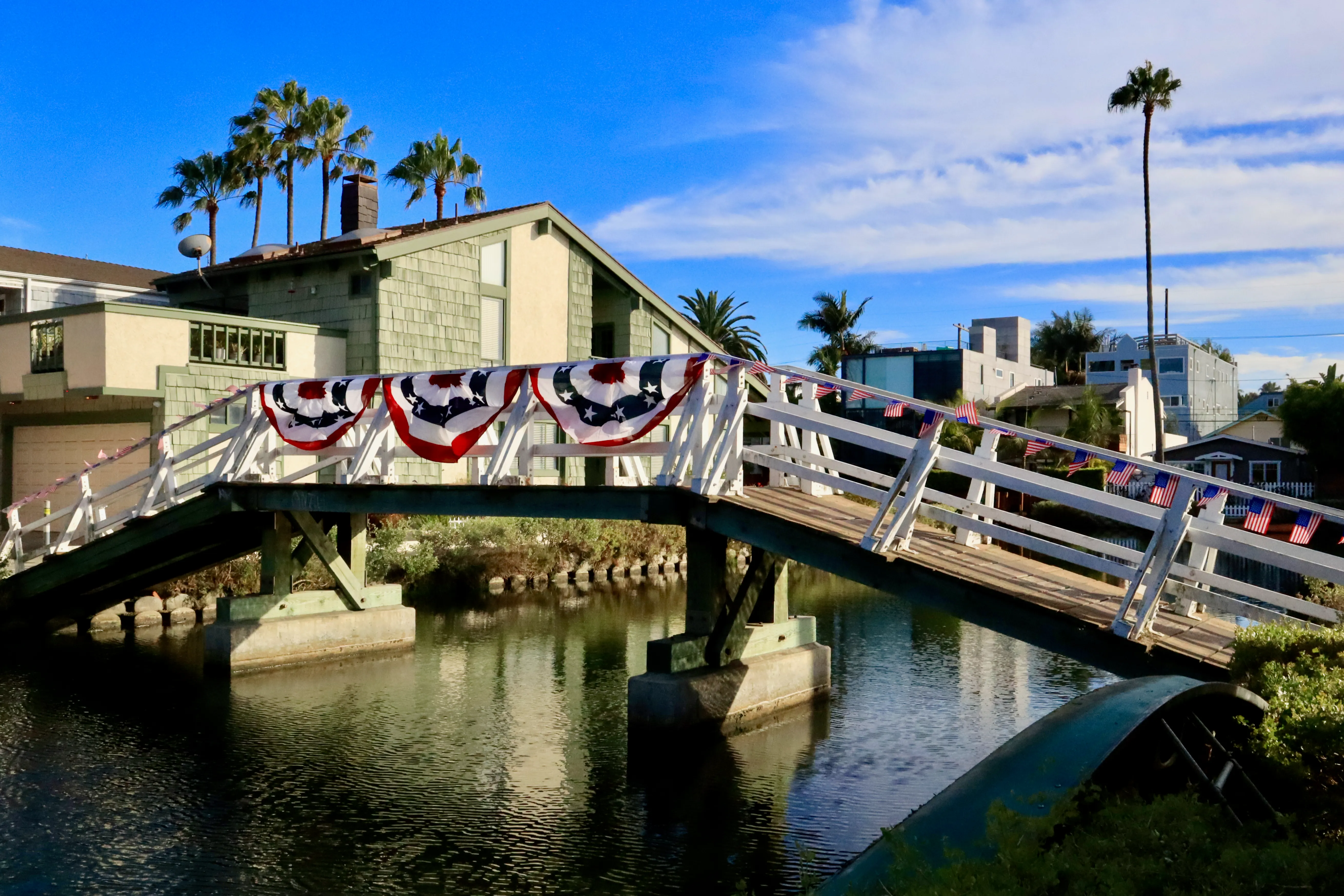 Bridge with American Flags